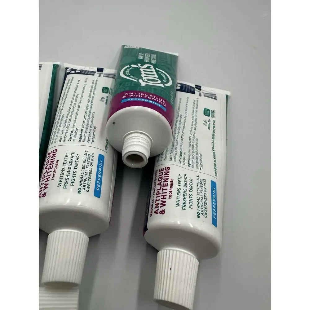 (4) Tom's of Maine Fluoride-Free, Antiplaque & Whitening Toothpaste 5.5oz NO BOX